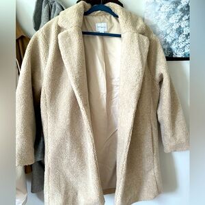 Long Beige Sherpa Jacket, like new!